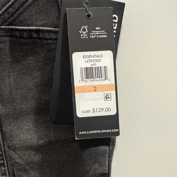 Karl Lagerfeld Button Fly Skinny Jeans NWT Sz 2 Charcoal - Picture 6 of 6